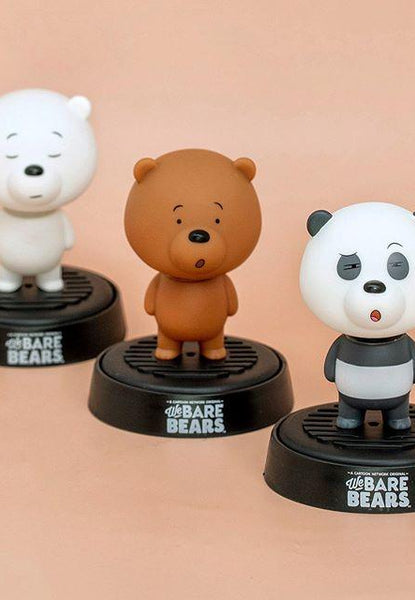 MINISO x We Bare Bears collaboration: three bear bobbleheads