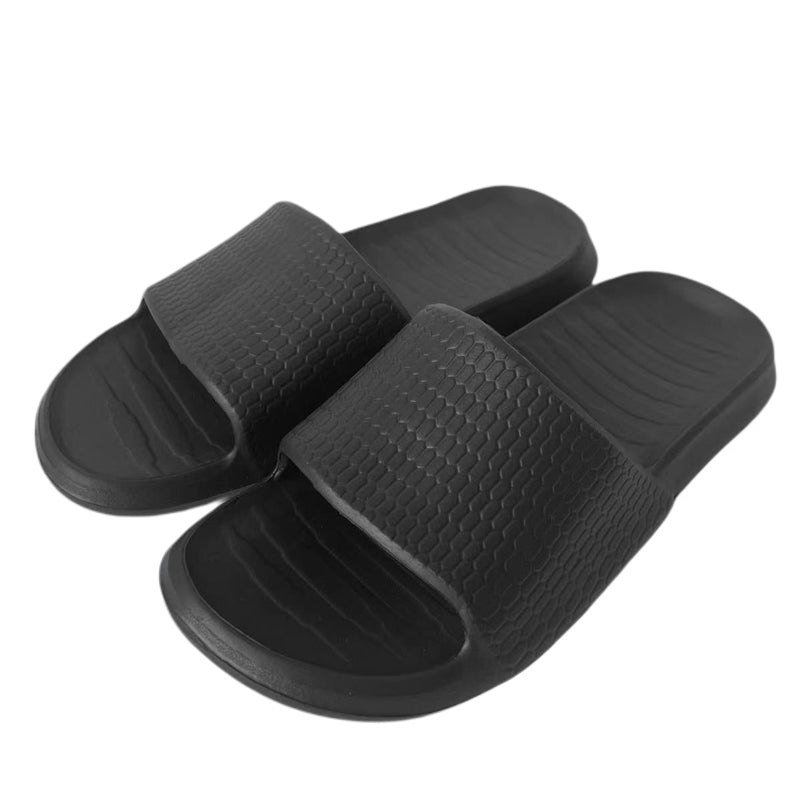 Men's Honeycomb Pattern Soft Sole Bathroom Slippers (Black,41-42)