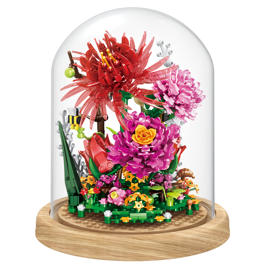 Flower Language Series Dust-Protection Cover Building Blocks Flower(Rosa Multiflora, 626 Pcs)