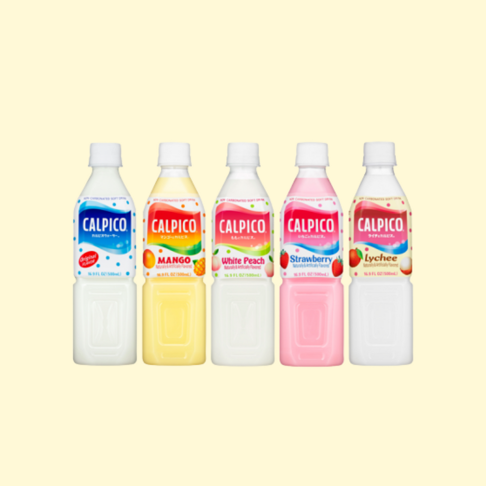 Calpico drink: original, mango, peach, strawberry, lychee