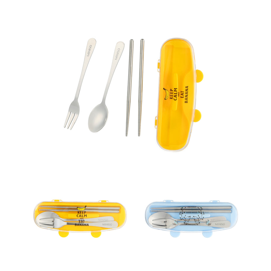 Cute Rabbit Ear Box and Flatware Set(3pcs)