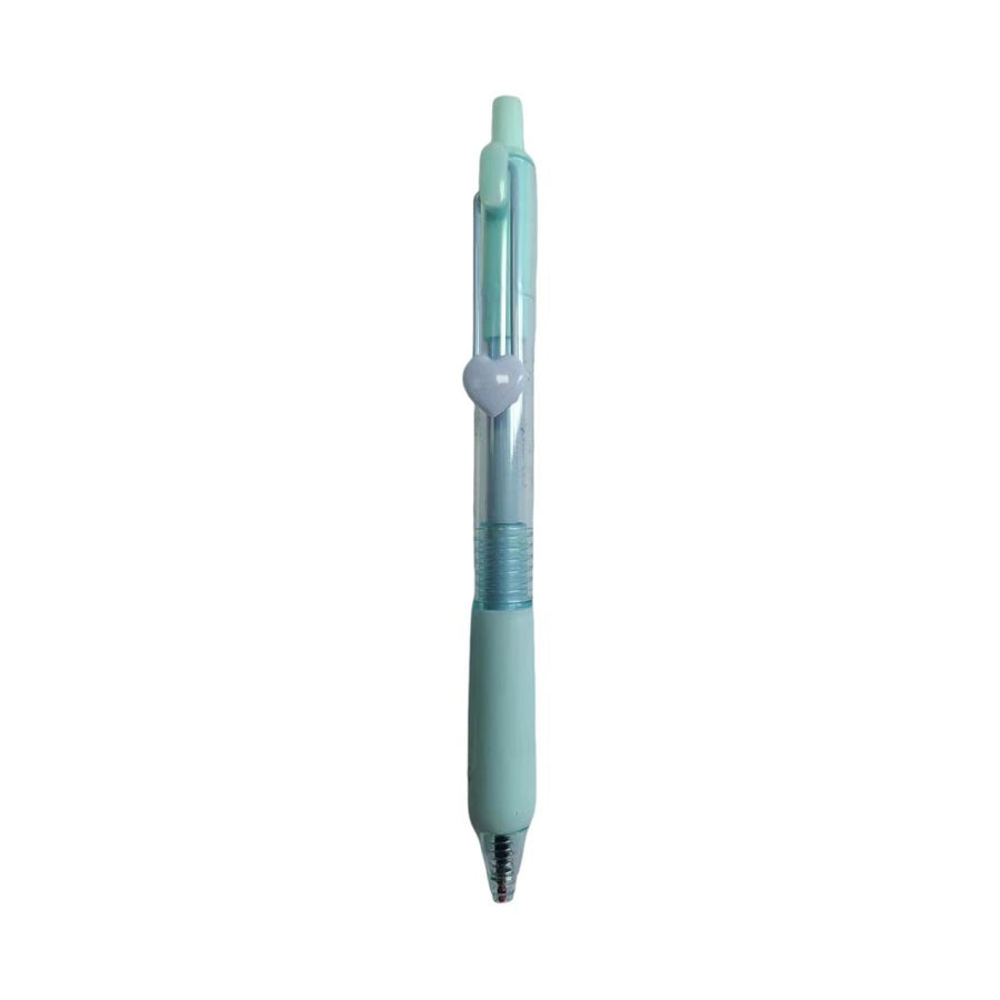 Retractable Heart Series Steel Wire Clip Gel Pen (0.5mm, Black) (Blue Barrel)