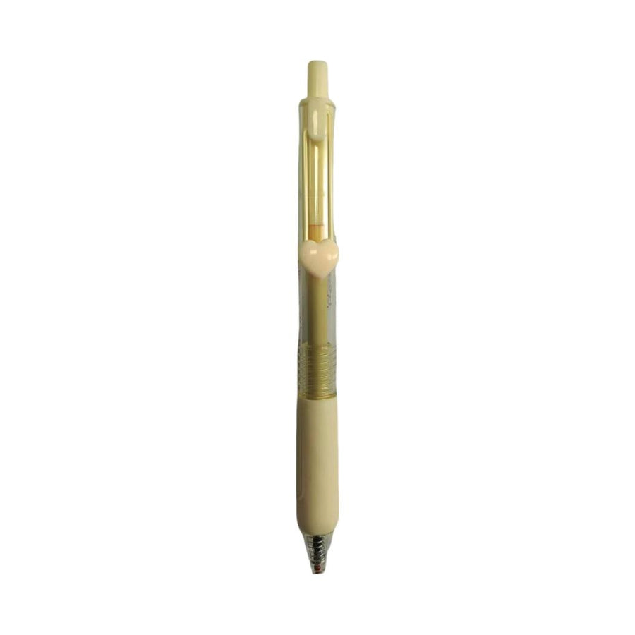 Retractable Heart Series Steel Wire Clip Gel Pen (0.5mm, Black) (Yellow Barrel)