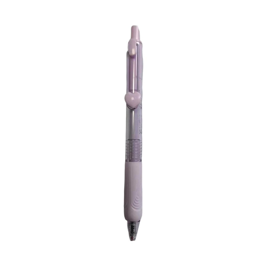 Retractable Heart Series Steel Wire Clip Gel Pen (0.5mm, Black) (Purple Barrel)