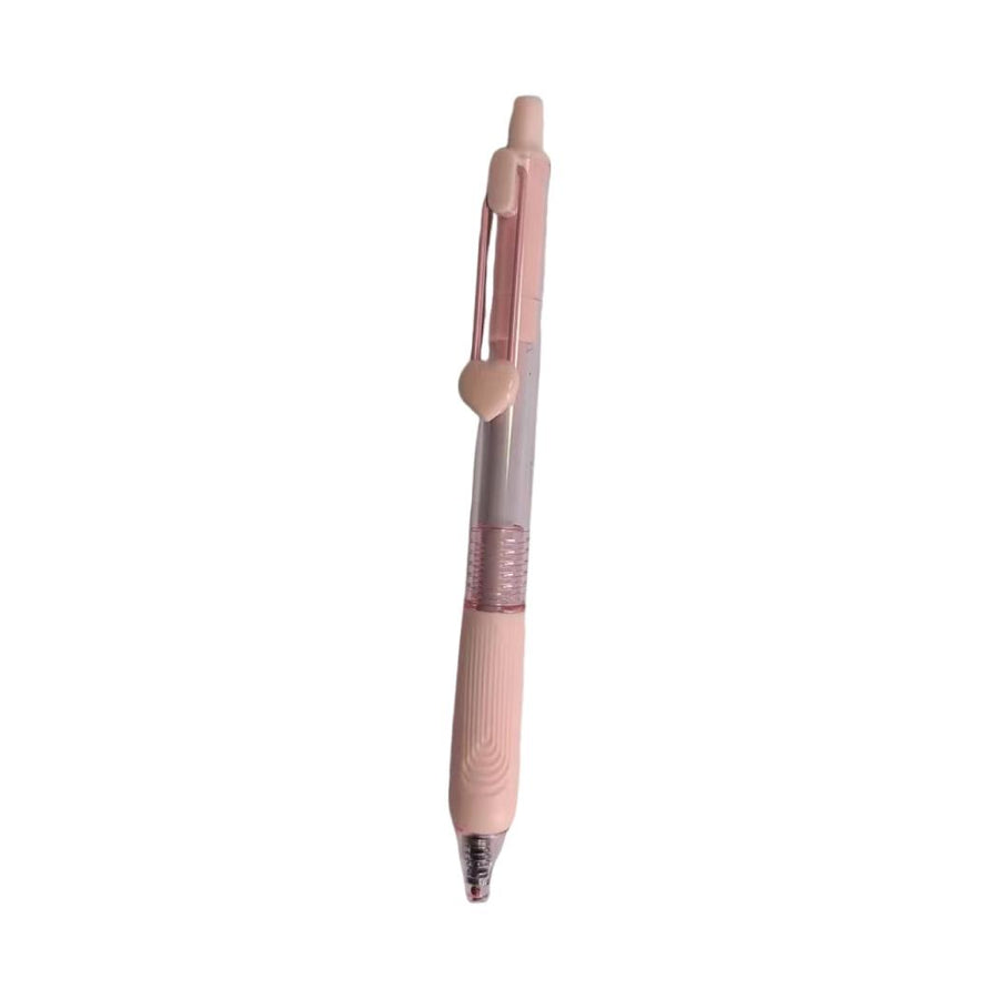 Retractable Heart Series Steel Wire Clip Gel Pen (0.5mm, Black) (Pink Barrel)