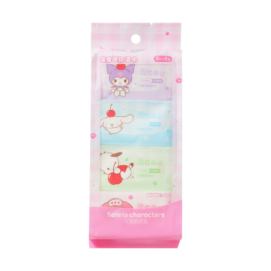Sanrio characters Colorful Summer Collection Scented Mini Wipes (8 Wipes ×8 Packs)