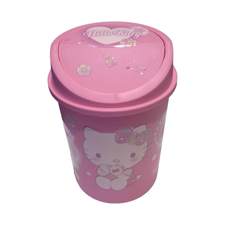 Hello Kitty Flower Language Swing Top Trash Can