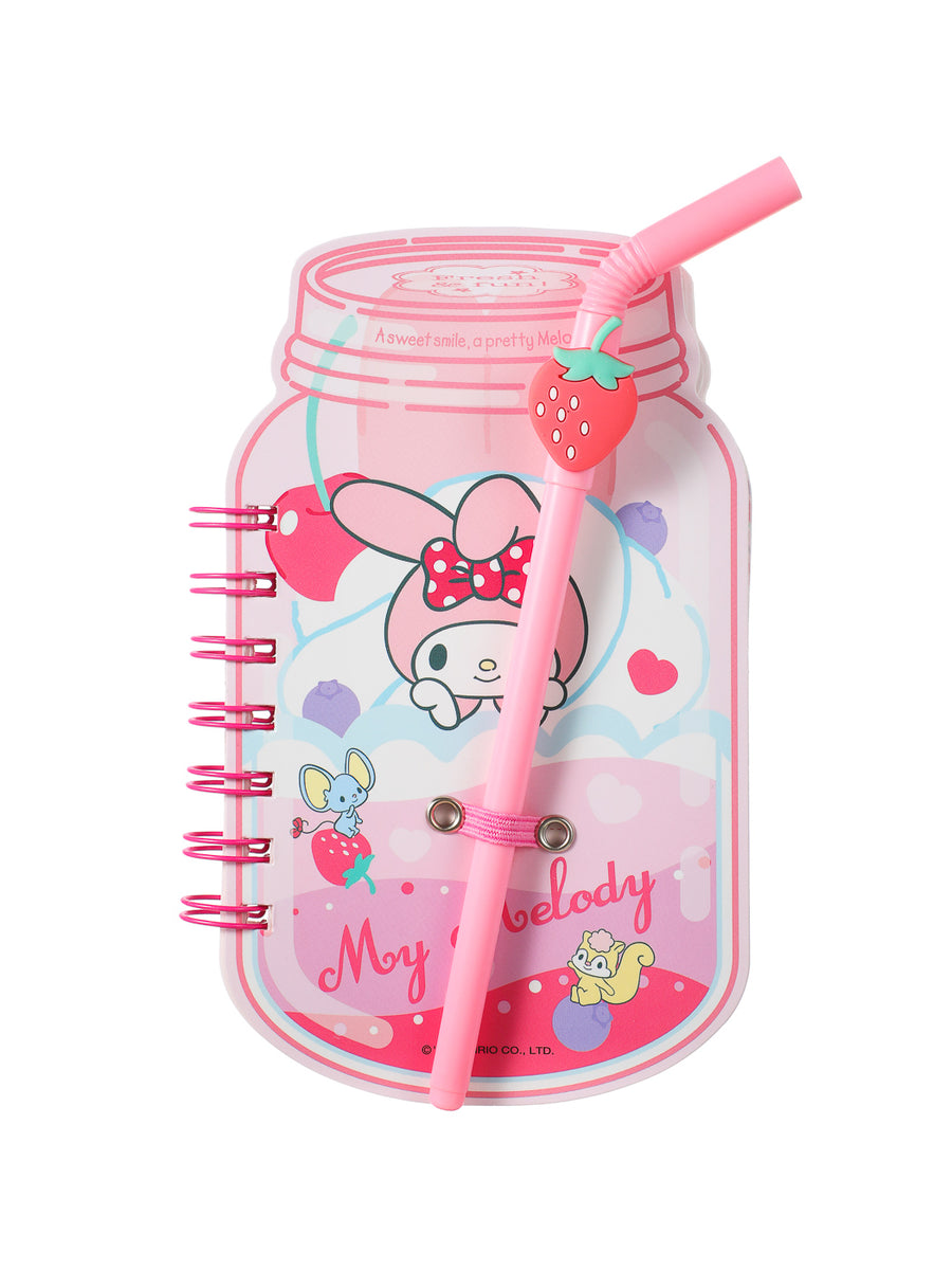 My Melody Straw Cup 90 Sheets Wire-bound Book with Pen