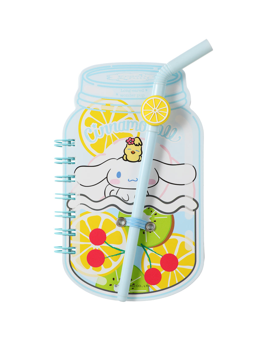 Sanrio characters Straw Cup 90 Sheets Wire-bound Book with Pen (Cinnamoroll)