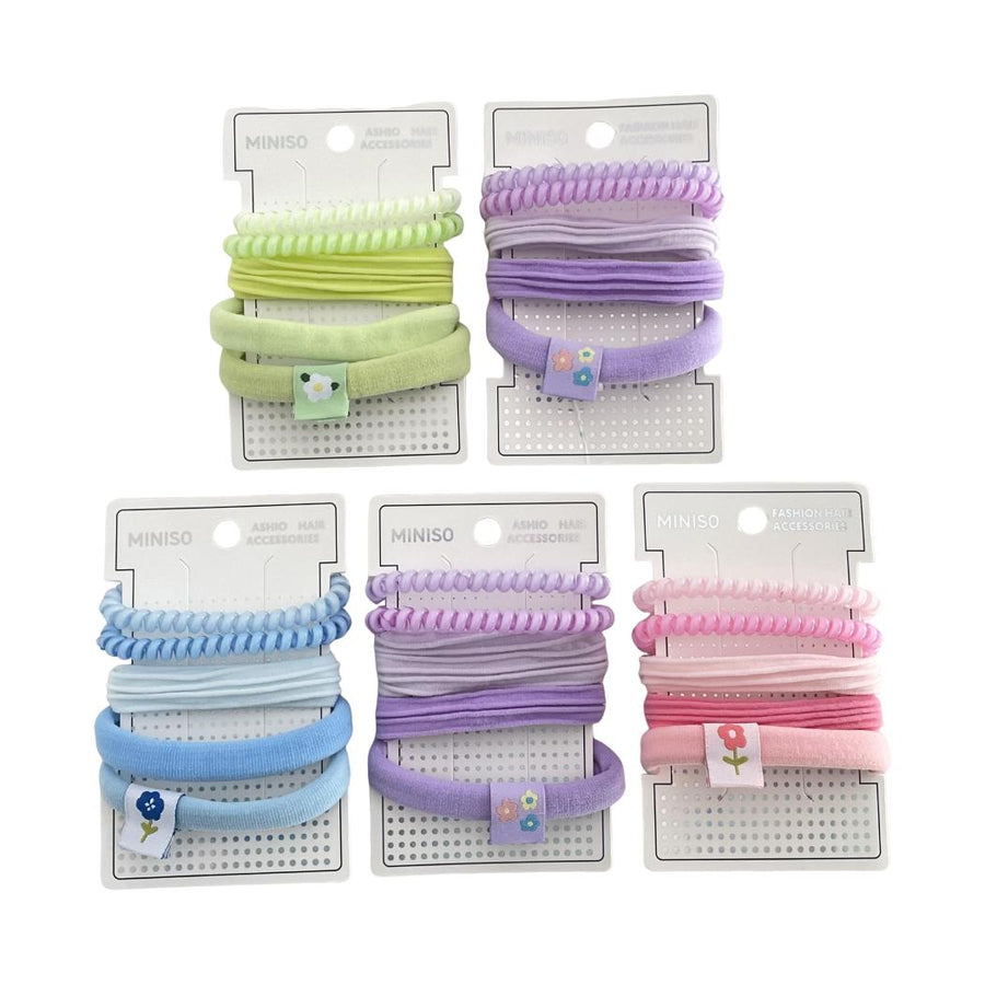 Colored Woven Label Hair Ties (5 pcs)