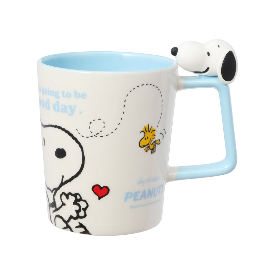 Snoopy Colorful Life Collection Ceramic Cup with Figure Decoration (300mL)(Blue)