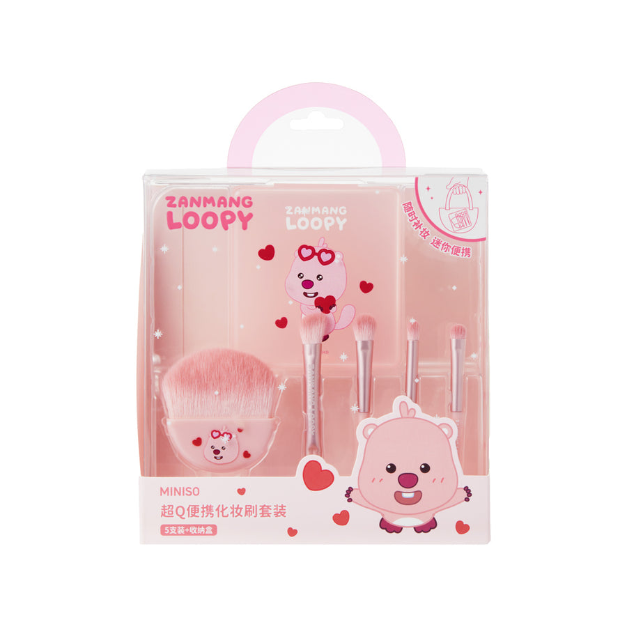 Zanmang Loopy Collection Portable Makeup Brushes Set (5 pcs with Storage Case)