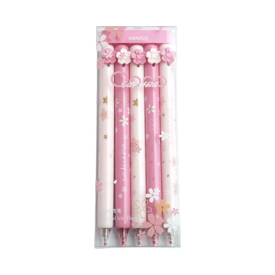 Sakura Series 3D Flower Gel Pen Set (5 Pieces) (0.5mm, Black)