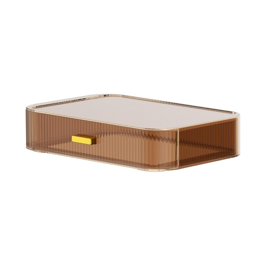 Stripe Series Singler-layer Cosmetic Drawer Organizer (XL)(Brown)