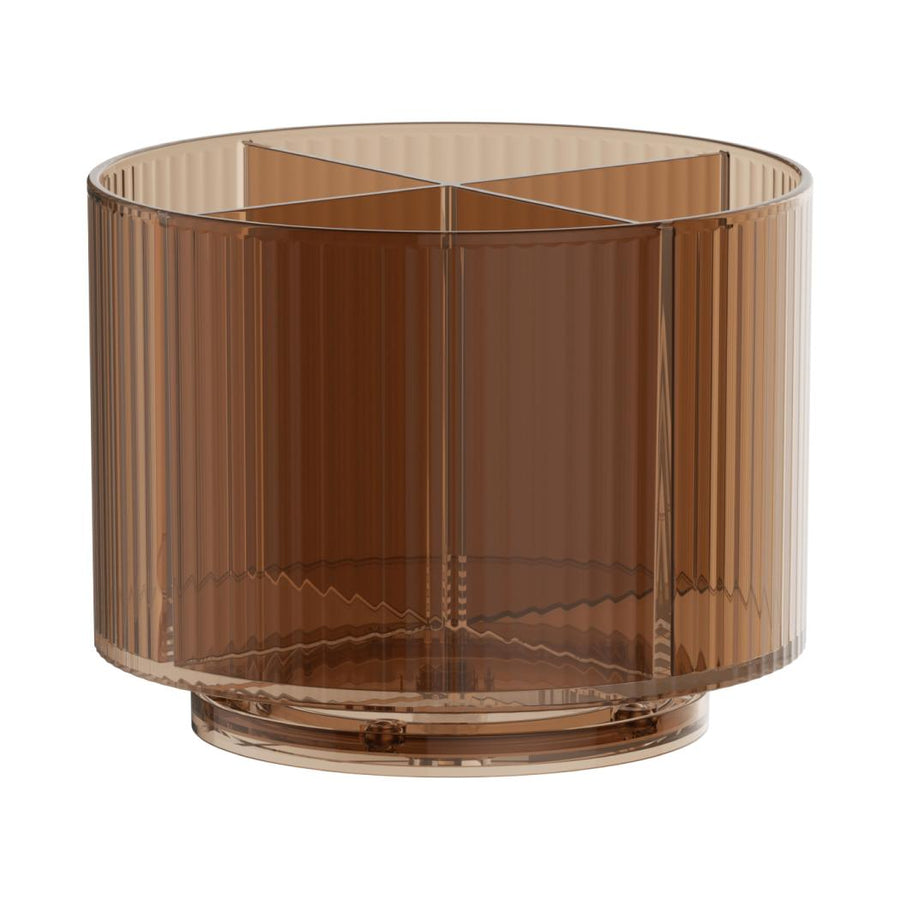 Stripe Series Rotating 4 Compartments Cosmetic Organizer (Brown)