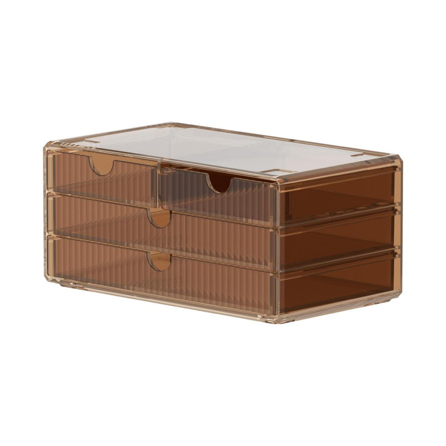 Stripe Series Cosmetic Drawer Organizer (L)(Brown)
