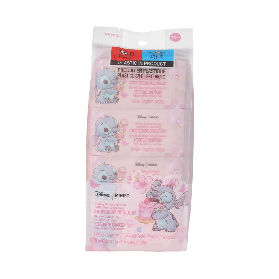 Disney Sakura Season Collection Cleansing Mini Wipes for Body (8 Wipes × 8 Packs)