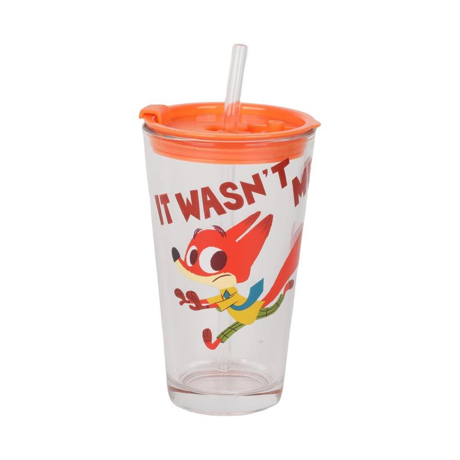 Disney Zootopia Collection Glass Cup with Straw 430mL(Nick)