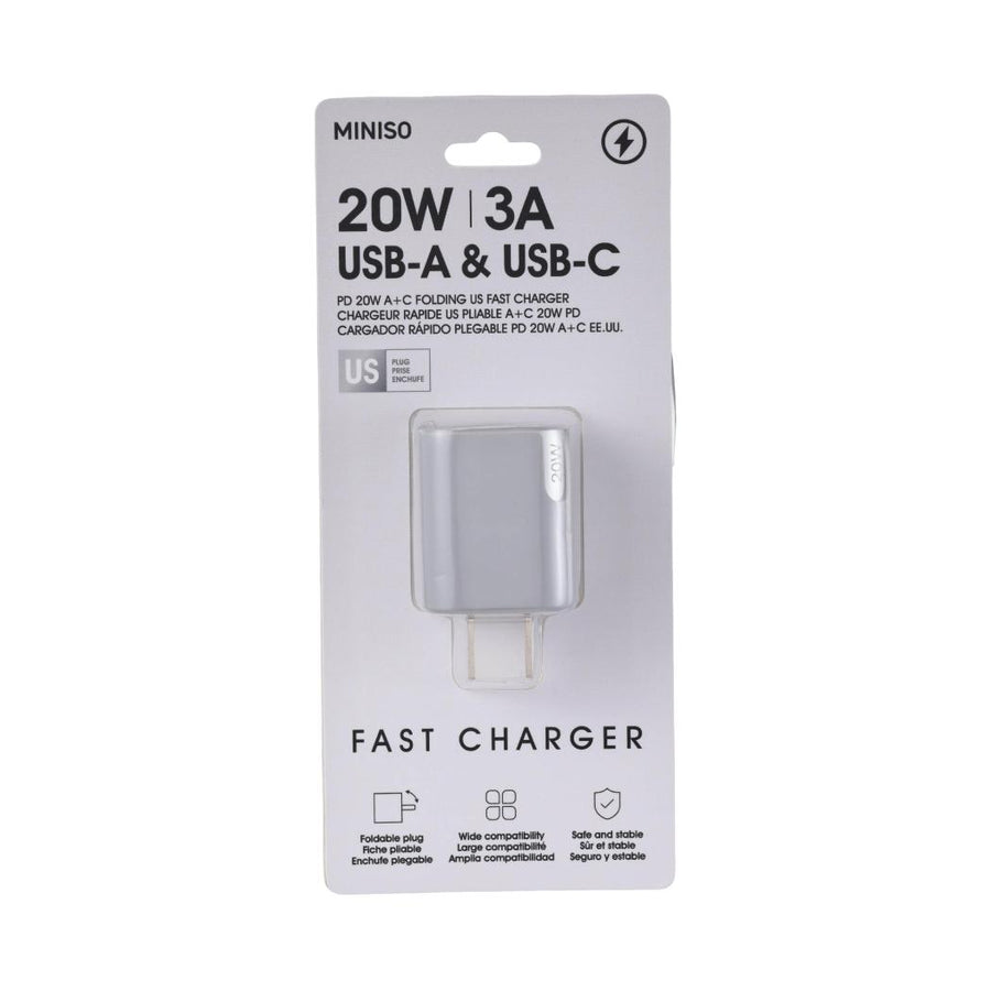 Metal Series PD 20w A+C Folding US Fast Charger Model: EC-24018A(Silver)