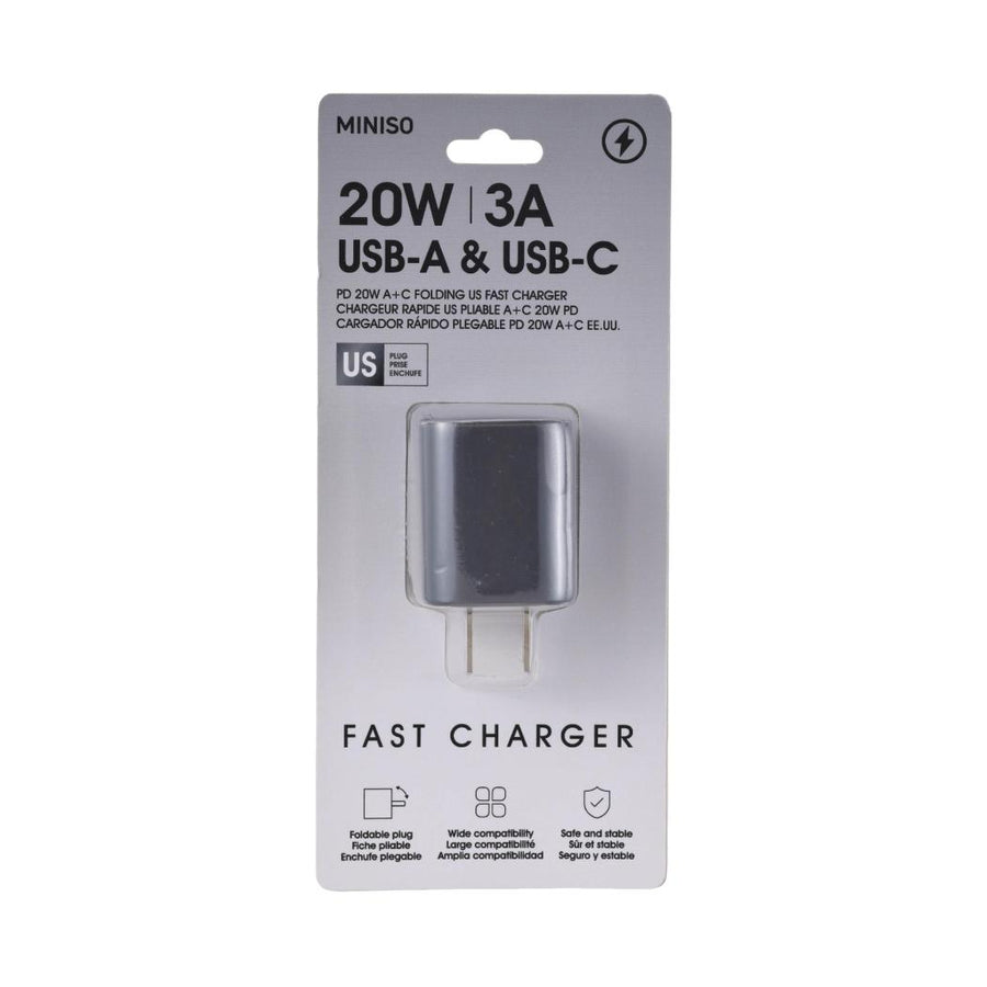 Metal Series PD 20w A+C Folding US Fast Charger Model: EC-24018A(Gray)