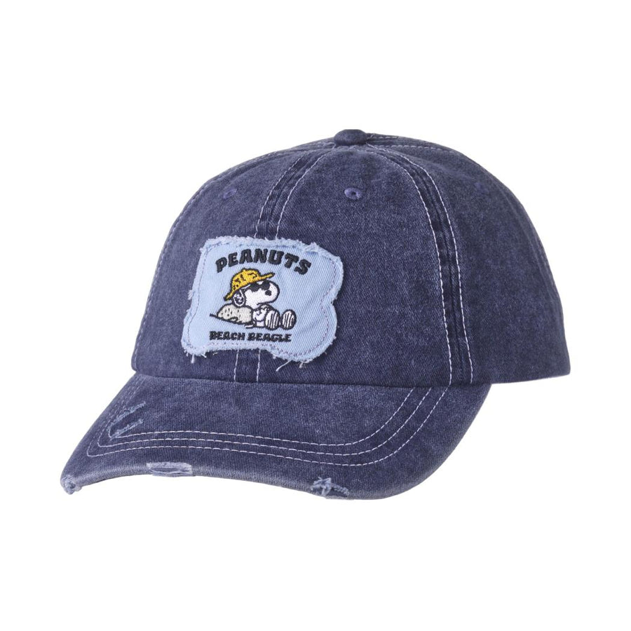 Snoopy Beach Fun Collection Blue Ripped Baseball Cap