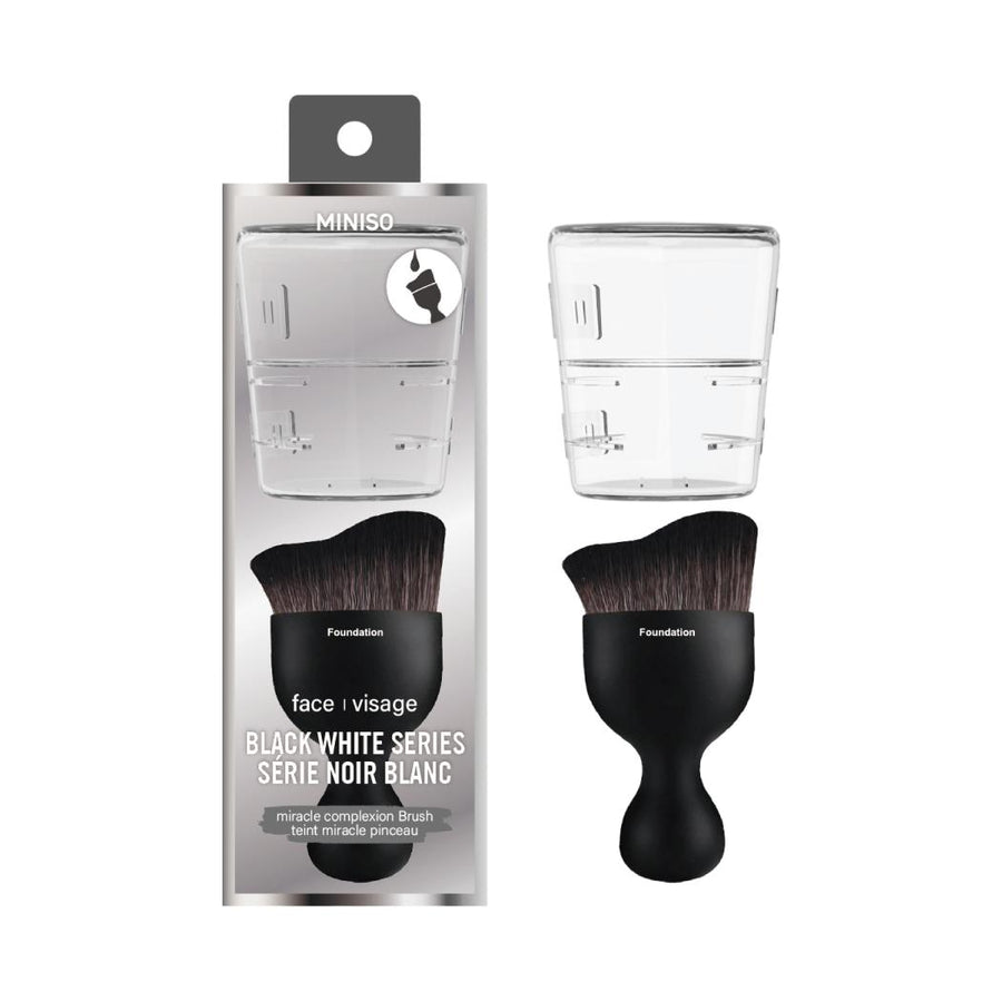 Classic Black White Series Portable Goblet-Shaped Foundation Brush with Storage Box