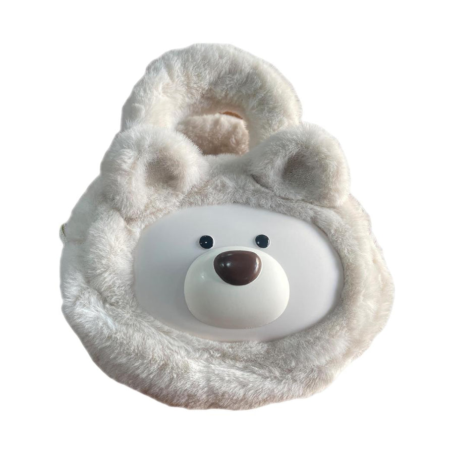 Gift Bear Collection Denim Plush Handheld Crossbody Bag(Beige)