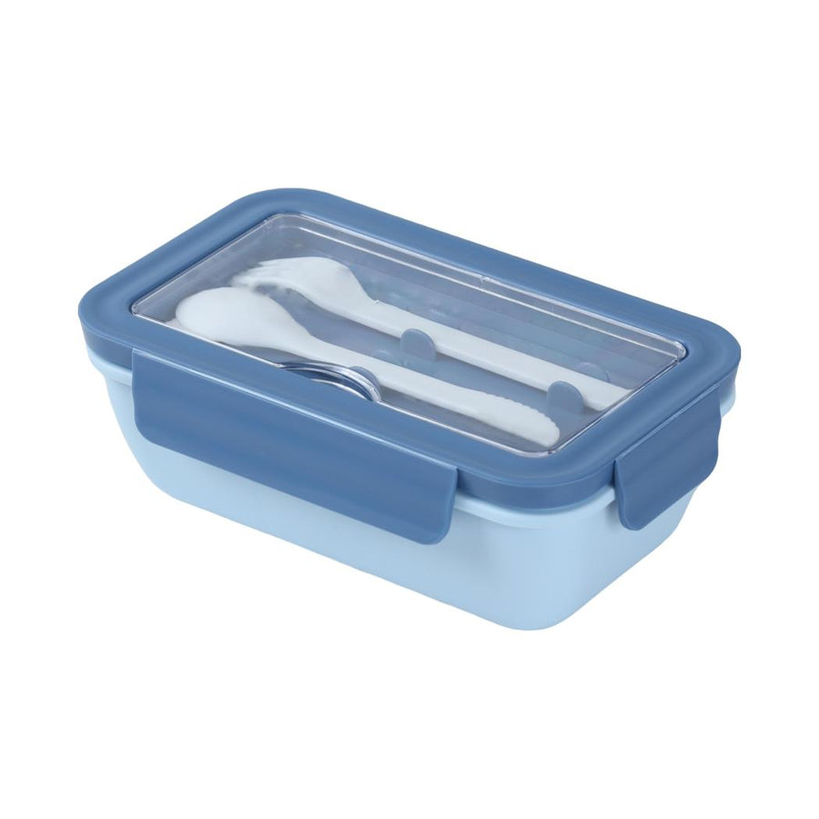 Solid Color Flip-Lid Lunch Box 1100mL(Blue)