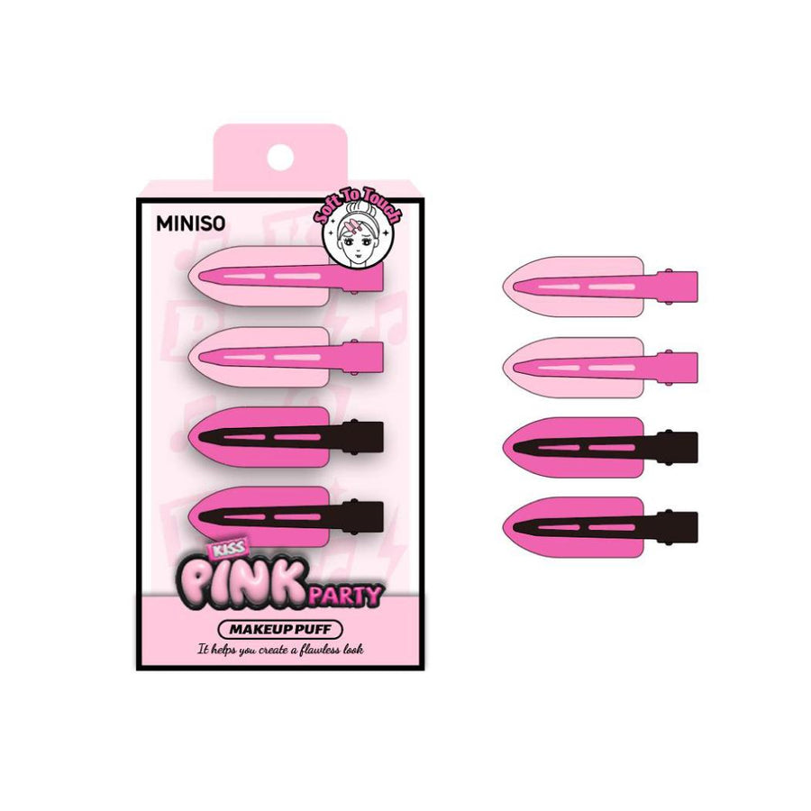 Pink Party Series Hair Clips for Makeup Application (4 pcs)