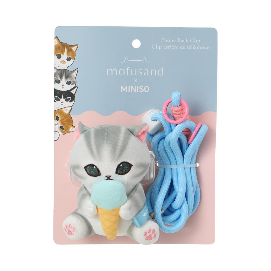 mofusand lce Cream Collection Plush Doll Phone Back Clip with Strap(Blue)