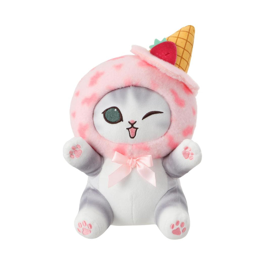 mofusand Ice Cream Collection Small Plush Toy (Pink, Hat)