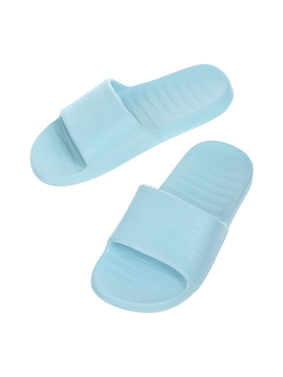 Women's Honeycomb Pattern Soft Sole Bathroom Slippers(Light Blue,37-38)