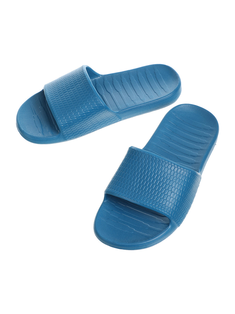 Men's Honeycomb Pattern Soft Sole Bathroom Slippers(Blue,41-42)