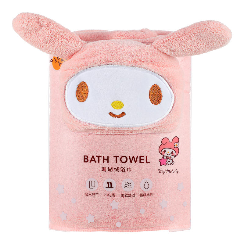 My Melody Coral Fleece Soft Absorbent Bath Towel