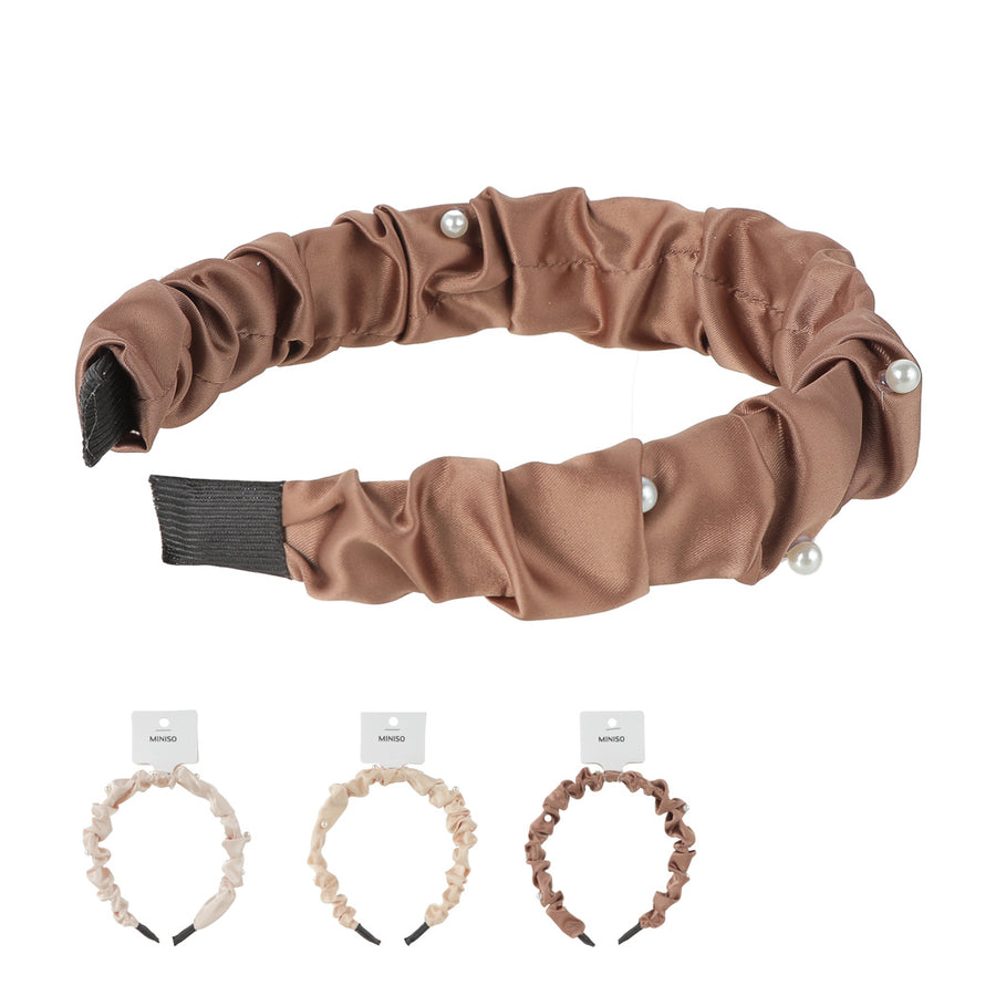 Brown Series Pleated Beaded Hair Hoop (1 pc)