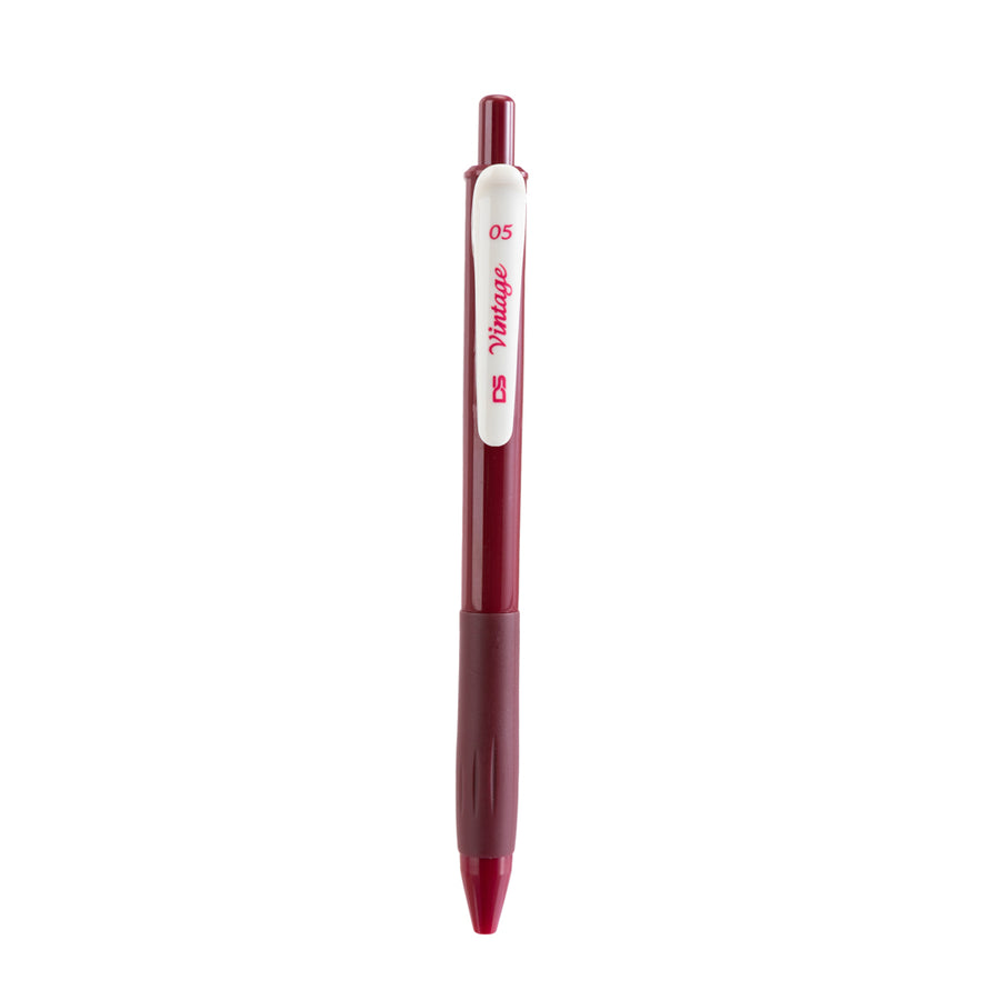 Retro Color Series Safety Clip Retractable Gel Pen (0.5mm, Red)