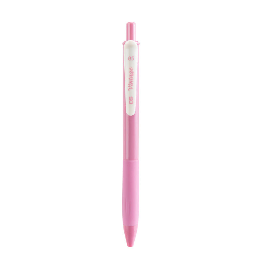 Retro Color Series Safety Clip Retractable Gel Pen (0.5mm, Rose)