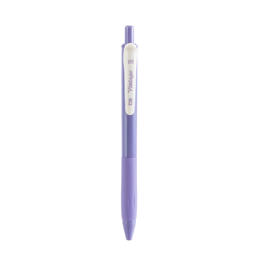 Retro Color Series Safety Clip Retractable Gel Pen (0.5mm, Purple)