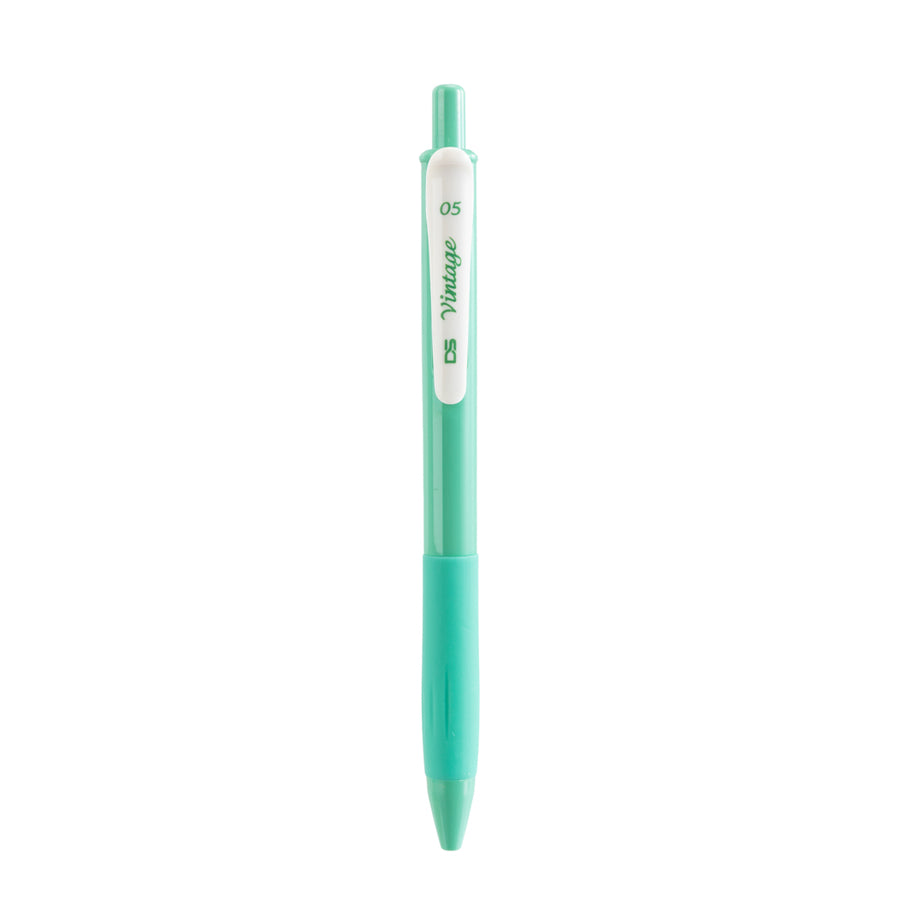 Retro Color Series Safety Clip Retractable Gel Pen (0.5mm, Green)