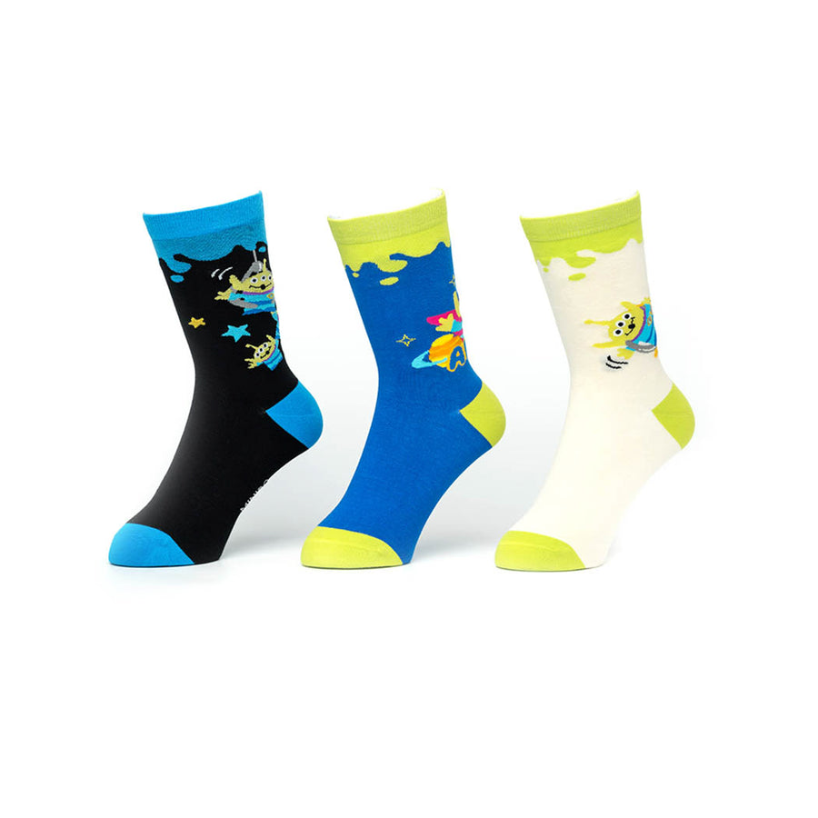 Disney Pixar Alien Collection Wavy Contrast Color Crew Socks