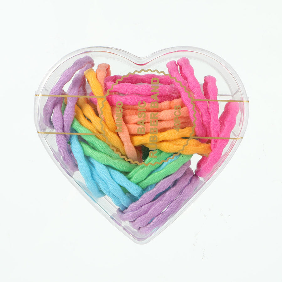 Basic Series Colorful Heart Hair Tie (40 pcs)