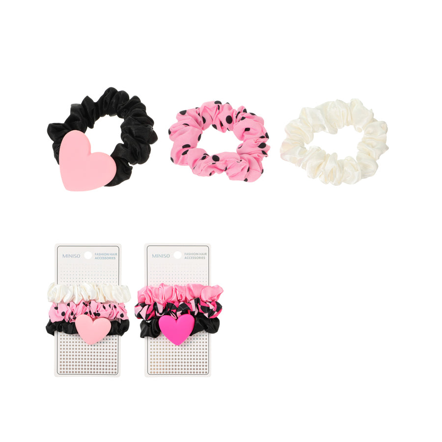 Pink Globe Series Colorful Heart Hair Tie (3 pcs)