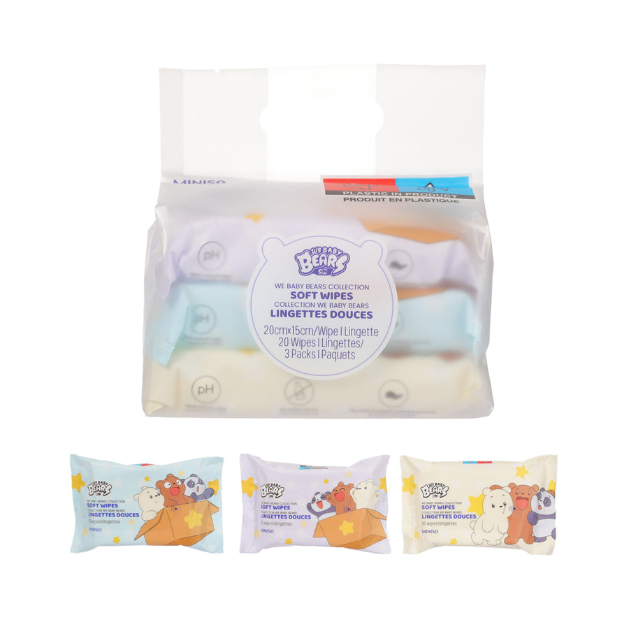 WE BABY BEARS Collection Soft Wipes (20 Wipes×3 Packs)
