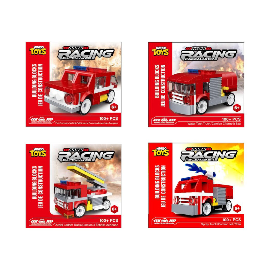 Car Model Series Pull-back Building Blocks Fire Engine (4 Assorted Models)