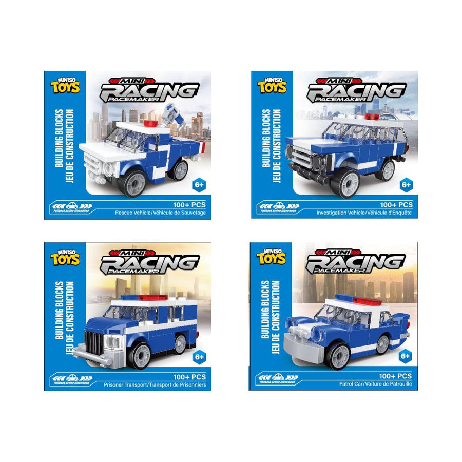 Car Model Series Pull-back Building Blocks Police Car (4 Assorted Models)