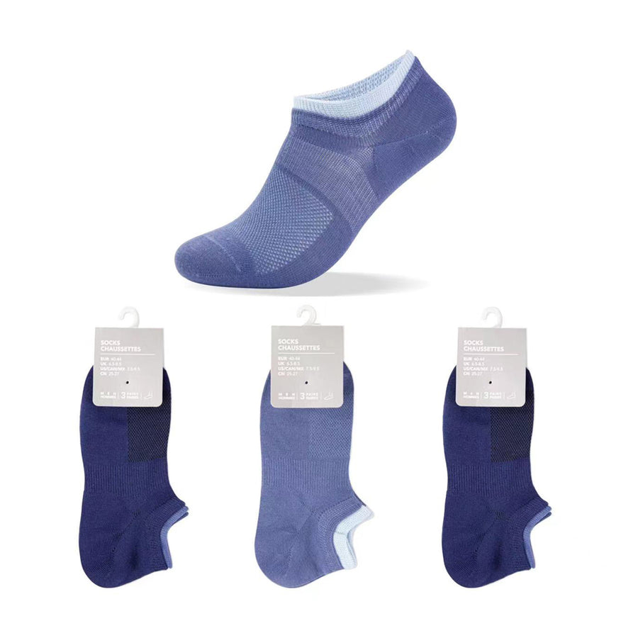 Sense of Design Anti-Slip Ankle Men's Short Socks (3 Pairs)(Blue)