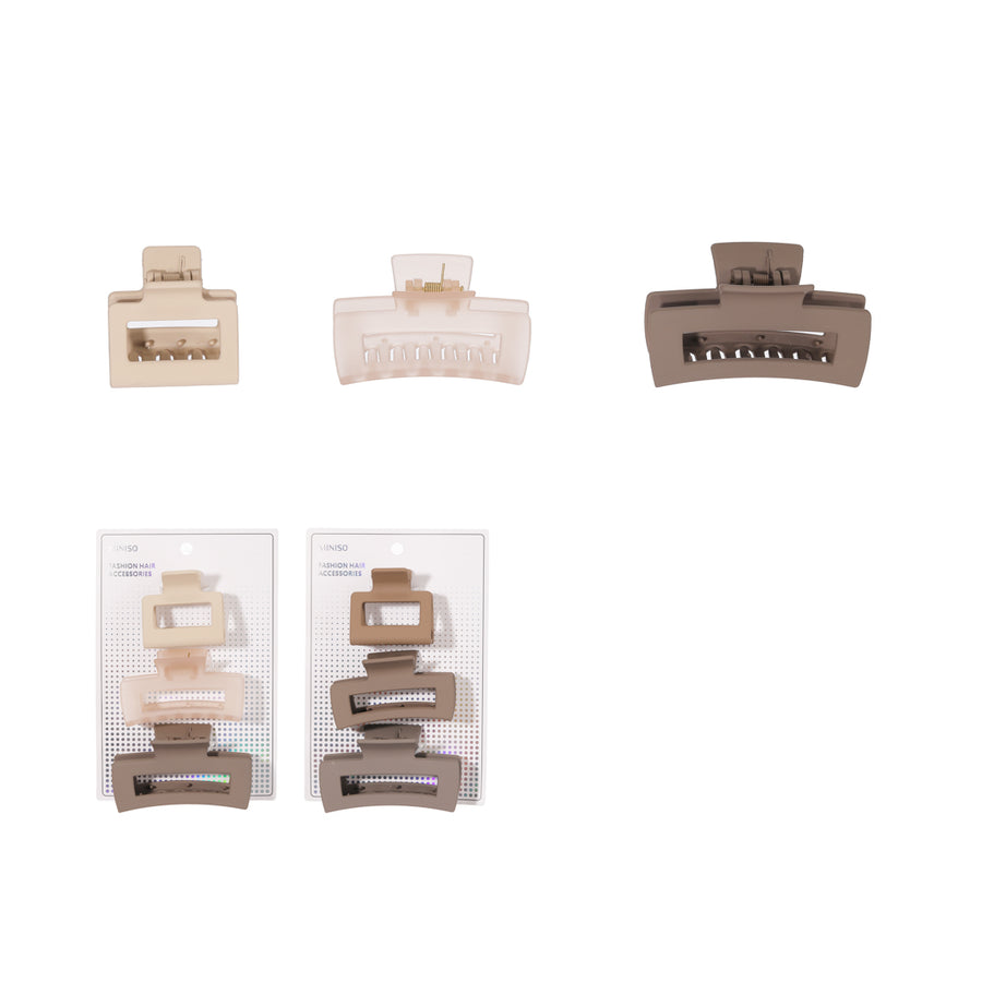 Matte Square Hair Claw Clips (3 pcs)