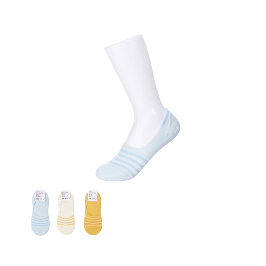 Basic Style Cotton Women's No-Show Socks (1 Pair)(Blue/Yellow)