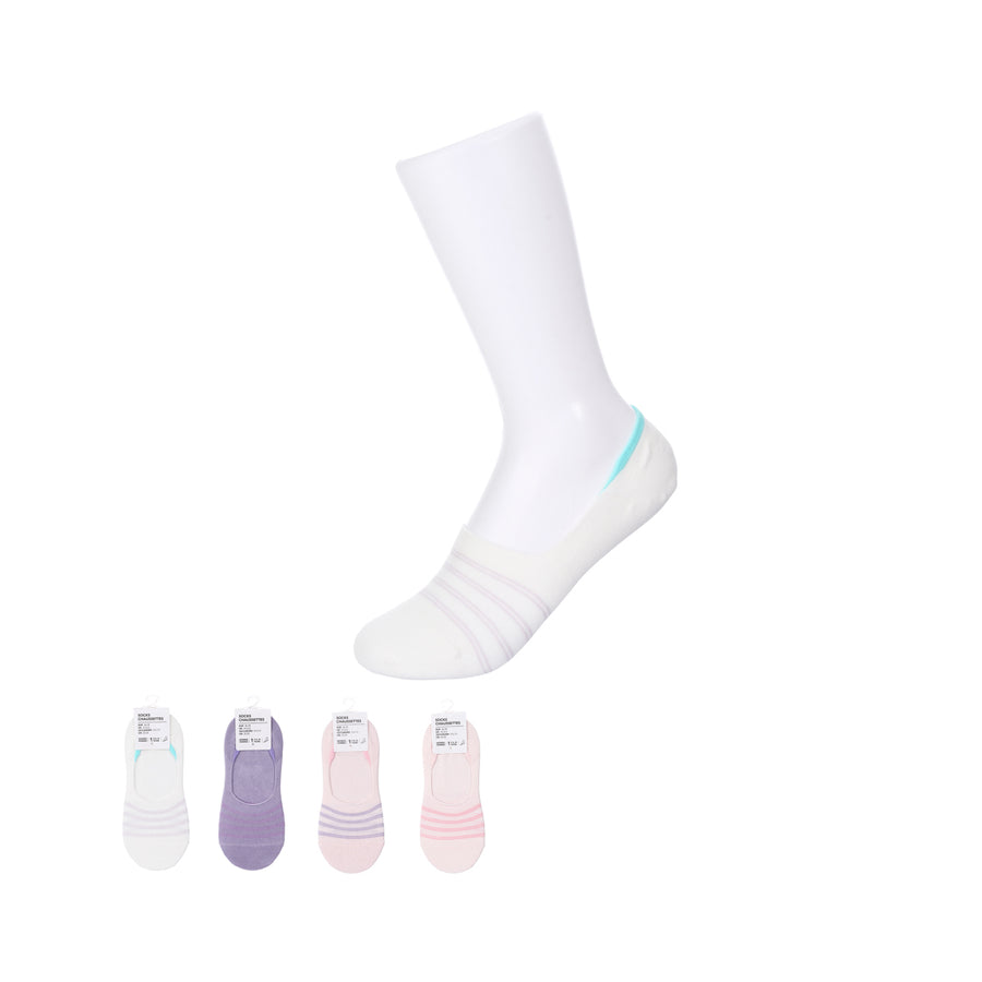 Basic Style Cotton Women's No-Show Socks (1 Pair)(Pink/Purple)