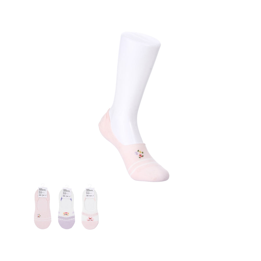 Lovely Cotton Women's No-Show Socks (1 Pair)(Pink/Purple)